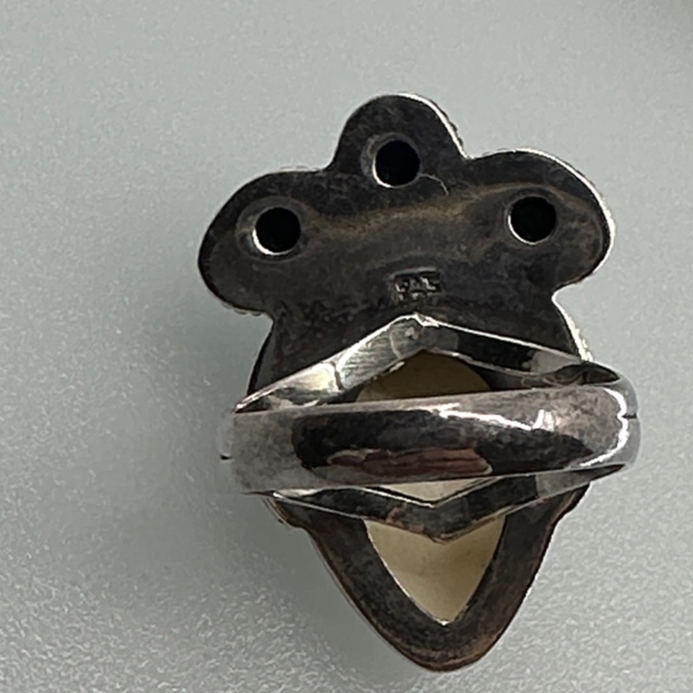 Artisan 925 sterling Silver Ring with Turquoise and Ruby real - Picture 6 of 9